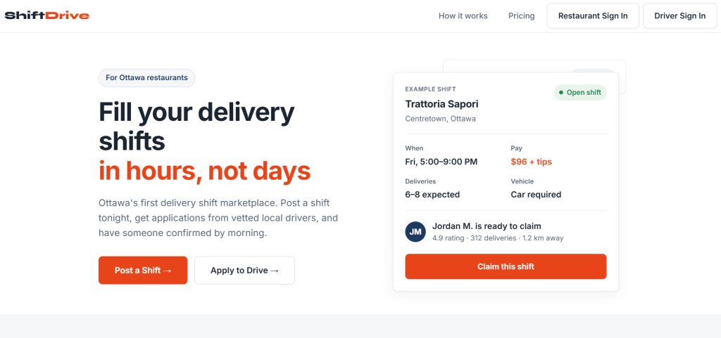 Screenshot of ShiftDrive