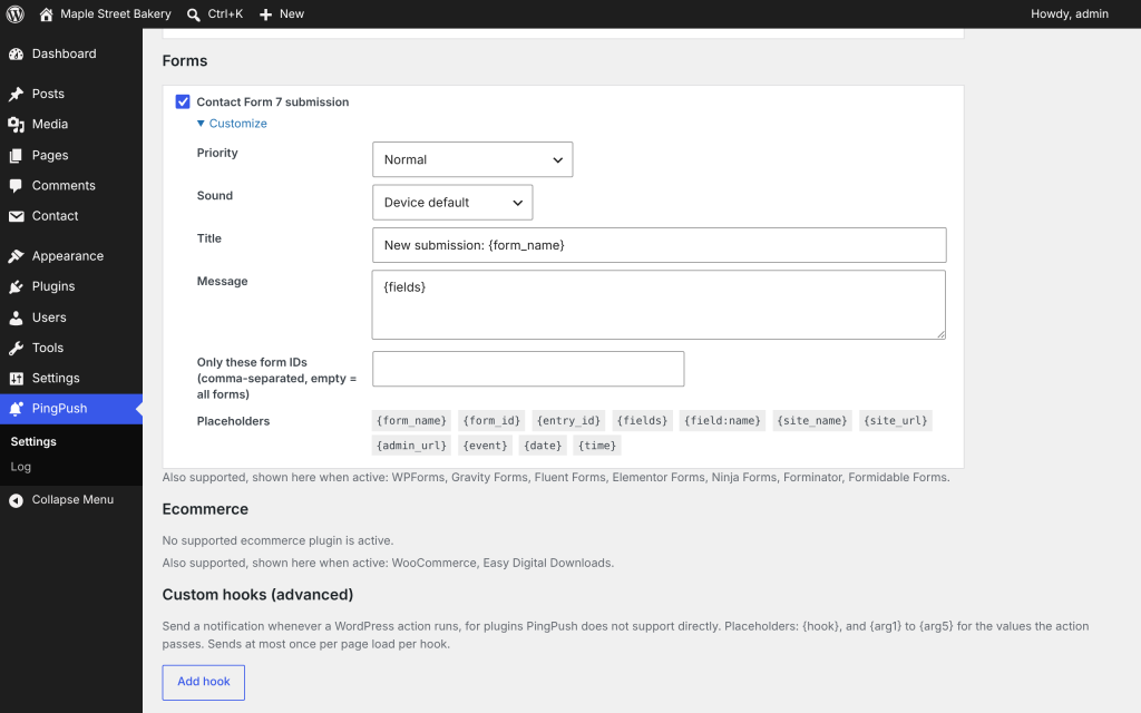 Choose the events you want and customize each alert.